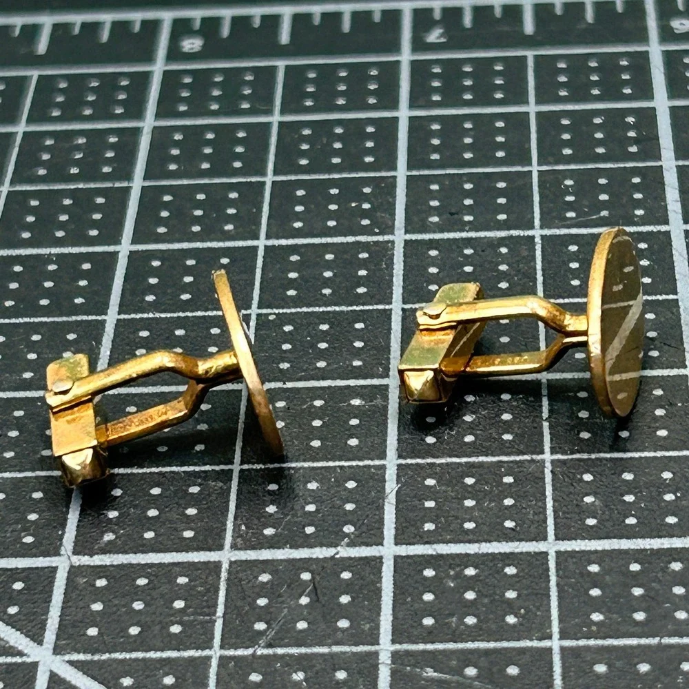 Vintage 1/20 12K‎ Gold Filled Oval Cufflinks Polished Toggle Back Mens Formal